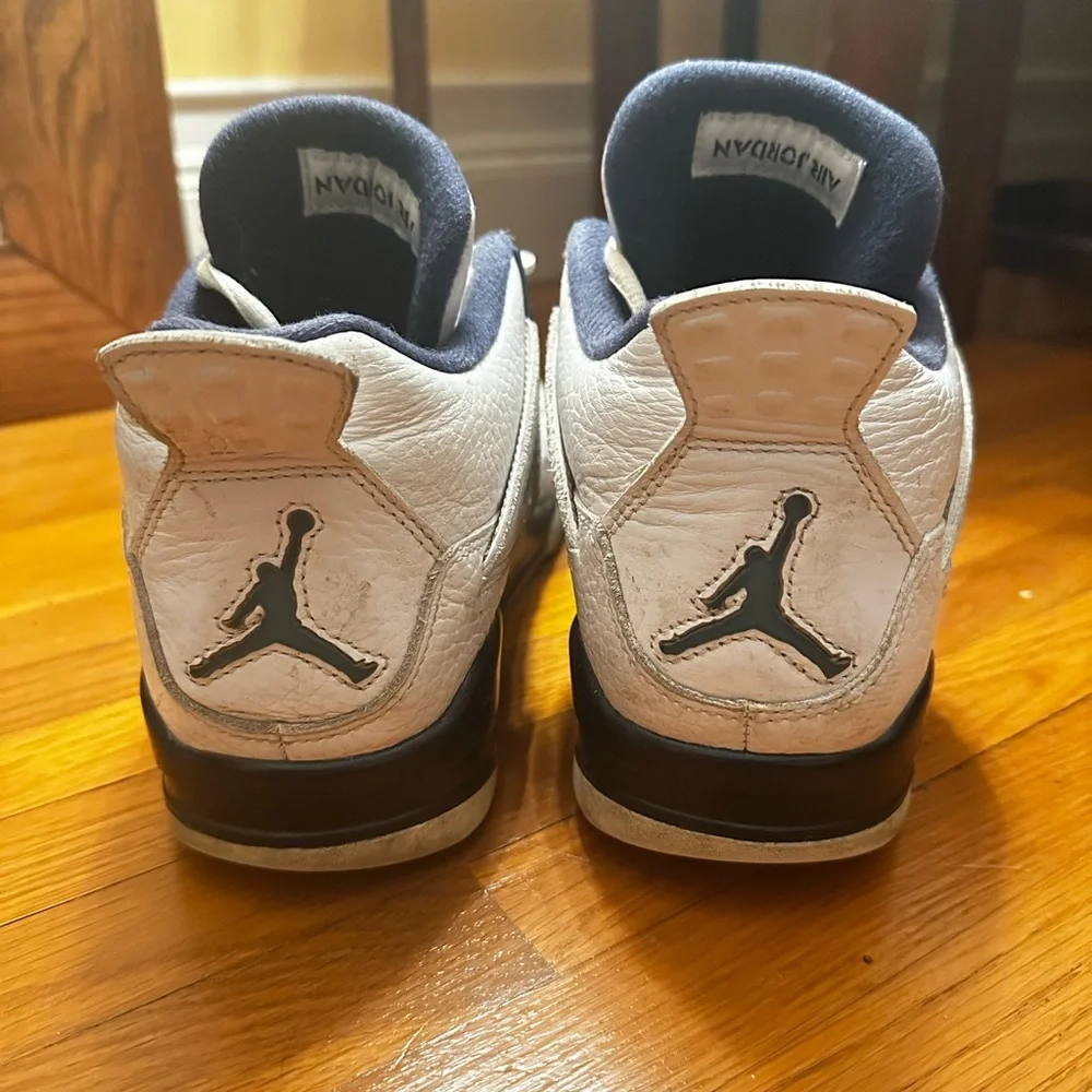 Air Jordan 4 White and Blue Sneakers - Picture 3 of 5